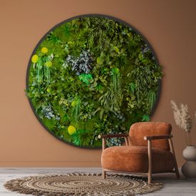 Moosbild Gigant Rund Nature Eye London No. 1 Dschungel auf Holzfaserplatte schwarz lackiert matt - 1