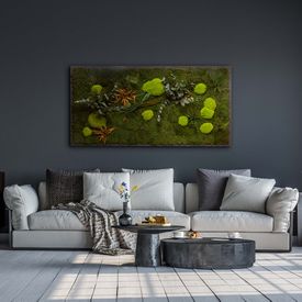 Moosbild Gigant Pflanze auf Holzfaserplatte anthrazit - 1