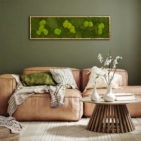 Moosbild mit Kugelmoos und Waldmoos - 140 x 40 cm - 1