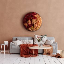Moosbild Hortensien rot / creme
