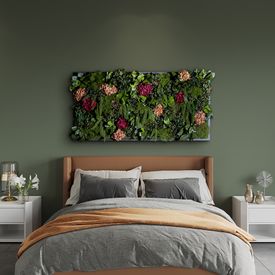 Moosbild Gigant Wild Hydrangea verschied. Größen auf Holzfaserplatte anthrazit - 1