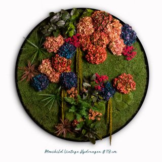 Moosbild Vintage Hydrangea versch. Größen Holzfaserplatte schwarz lackiert matt - 2