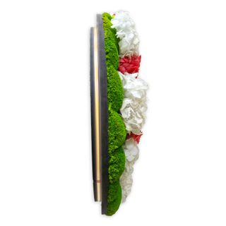 Moosbild mit Ballenmoos, Hortensien & LED-Beleuchtung