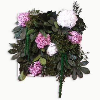 Moosbild Dschungel & Hortensien Bicolor lavendel/weiß 55 x 55 cm weiß lackiert - 2