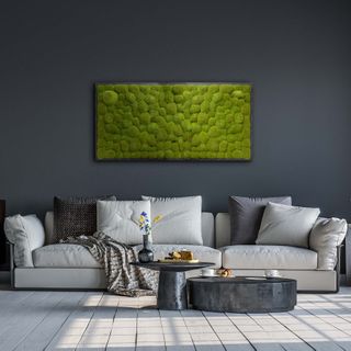 Moosbild Gigant Kugelmoos 150 x 75 cm auf Holzfaserplatte anthrazit - 1