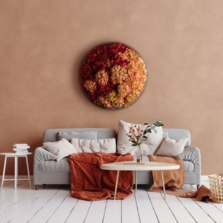 Moosbild Hortensien rot / creme