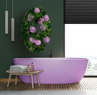 Moosbild Dschungel mit Hortensien oval