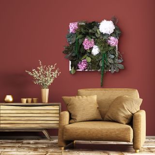 Moosbild Dschungel & Hortensien Bicolor lavendel/weiß 55 x 55 cm weiß lackiert - 1